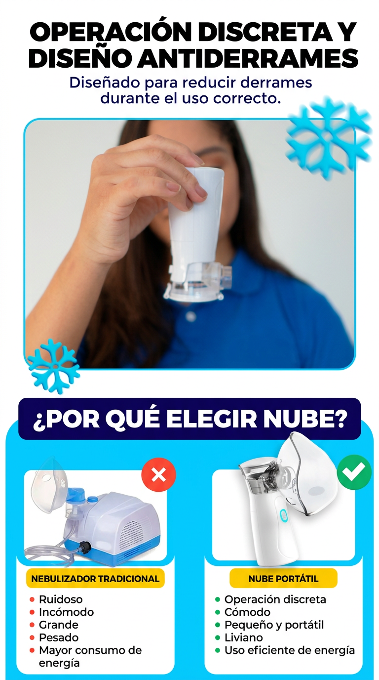 Operación discreta y comparación entre nebulizador tradicional y Nube portátil